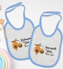 BK Kids Kişiye Özel Annesinin ve Babasının Balı Tasarımlı 2âli Mavi Mama Önlüğü-1