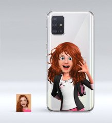 Kişiye Özel Kadın Animasyon Karikatürlü Samsung Galaxy A51 İnce Şeffaf Silikon Telefon Kapağı-5