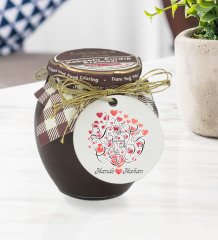 Kişiye Özel İsimli Sevgililer Günü Ahşap Anahtarlıklı El Yapımı 400gr Melodi Kakaolu Fındık Kreması Hediye Seti-1
