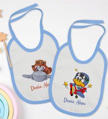 BK Kids Kişiye Özel Sevimli Pilot Tasarımlı 2âli Mavi Mama Önlüğü-1