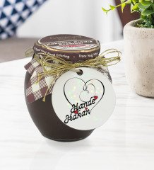 Kişiye Özel İsimli Sevgililer Günü Ahşap Anahtarlıklı El Yapımı 400gr Melodi Kakaolu Fındık Kreması Hediye Seti-11