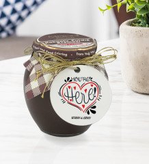 Kişiye Özel İsimli Sevgililer Günü Ahşap Anahtarlıklı El Yapımı 400gr Melodi Kakaolu Fındık Kreması Hediye Seti-77