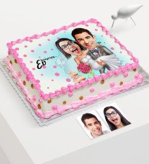 Kişiye Özel Evleniyoruz Karikatür Baskılı Yaş Pasta İçin Yenilebilir Şekerli Kağıt - 7