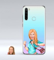 Kişiye Özel Kadın Karikatürlü Xiaomi Redmi Note 8 İnce Şeffaf Silikon Telefon Kapağı-52