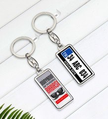 Kişiye Özel Plakalı Dünyanın En Yakışıklı Babası Çift Taraflı Metal Krom Anahtarlık-2