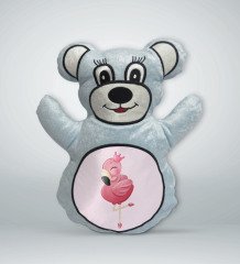 BK Gift Flamingo Tasarımlı Mavi Ayıcık Yastık-2