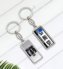 Kişiye Özel Plakalı The Walking Dad Çift Taraflı Metal Krom Anahtarlık-2