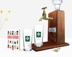 Kişiye Özel Renkli Baskılı Osmaniye Tasarımlı Turistik İkili Rakı Bardağı Ahşap Rakı Standı ve Cep Kitabı Hediye Seti-1