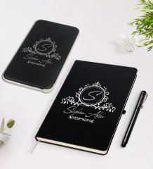 Kişiye Özel İsimli Siyah Defter Kalem 5.000 Mah Powerbank Hediye Seti-11