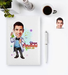 Kişiye Özel Bay Kimya Öğretmeni Karikatürlü 2023 Deri Ajanda & Kalem Hediye Seti - 3