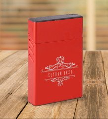 Kişiye Özel Kırmızı Slim Boy Metal Sigara Kutusu-8