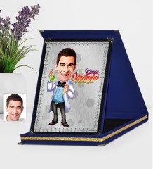 Kişiye Özel Bay Kimya Öğretmeni Karikatürlü Lacivert Plaket - 3
