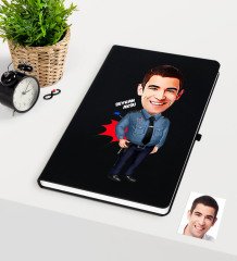Kişiye Özel Bay Polis Karikatürlü Siyah Defter - 3