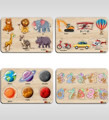 BK Toys Çocuklar İçin 4âlü Ahşap Figürlü Eğitici-Öğretici Yapboz Puzzle-3