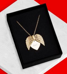 Kişiye Özel Harfli Gold Melek Kanadı Kolye