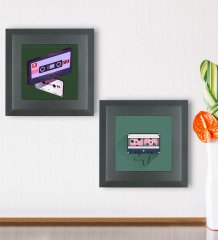 BK Gift 2âli Retro Tasarımlı Ahşap Çerçeveli Taş Duvar Dekoru-61