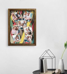 Kişiye Özel 7 Fotoğraflı Doğal Masif Ahşap Çerçeveli Tablo 45x65cm-2