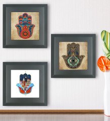 BK Gift Dini 3âlü Ahşap Çerçeveli Taş Duvar Dekoru-7