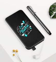 Kişiye Özel En Yakışıklı Baba Siyah 5000 mAh Powerbank ve Kalem Seti