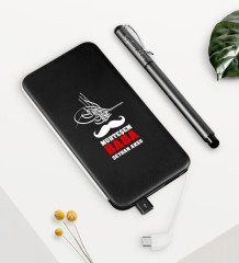 Kişiye Özel Muhteşem Baba Siyah 5000 mAh Powerbank ve Kalem Seti