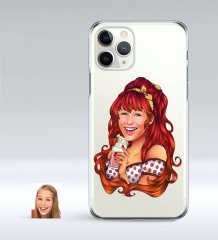 Kişiye Özel Kadın Karikatürlü iPhone 11 Pro İnce Şeffaf Silikon Telefon Kapağı-54