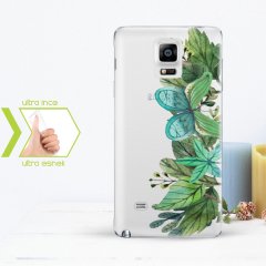 Kişiye Özel Samsung Galaxy Note 4 İnce Şeffaf Silikon Telefon Kapağı (Yaprak Temalı-11)