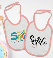 BK Kids Smile Tasarımlı 2âli Pembe Mama Önlüğü-1