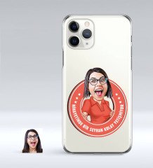 Kişiye Özel Bayan Kolay Yetişmiyor Karikatürlü iPhone 11 Pro İnce Şeffaf Silikon Telefon Kapağı-3
