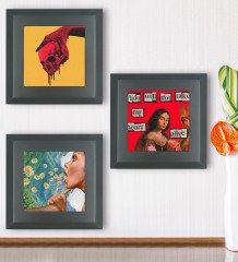 BK Gift 3âlü Ahşap Çerçeveli Taş Duvar Dekoru-38