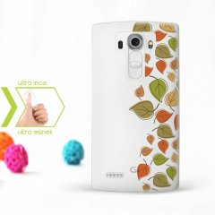Kişiye Özel LG G4 İnce Şeffaf Silikon Telefon Kapağı (Yaprak Temalı-3)