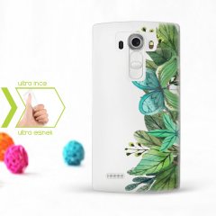 Kişiye Özel LG G4 İnce Şeffaf Silikon Telefon Kapağı (Yaprak Temalı-11)