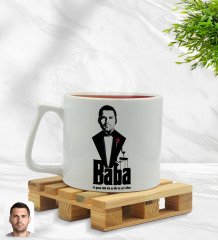 Kişiye Özel Baba Godfather Silüet Tasarımlı Middle Beyaz Kupa Bardak Model 3