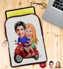 Kişiye Özel Sevgililer Karikatürlü Taşınabilir Koruyucu Tablet Kılıfı & Organizer Çanta - Bordo-10
