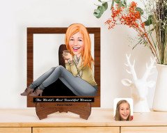Personalized Women's Day The Most Beautiful Woman in the World with Cartoon Wooden Stand 3D Trinket-8