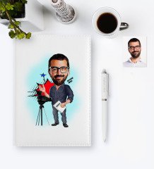 Kişiye Özel Bay Yönetmen Karikatür 2023 Deri Ajanda & Kalem Hediye Seti - 1