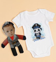 BK Kids Kişiye Özel Fotoğraflı Bebek Yastık ve Bebek Body Zıbın Hediye Seti - Model 32