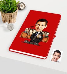 Kişiye Özel Bay Avukat Karikatürlü Kırmızı Defter - 2