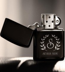 Kişiye Özel Baş Harfli İsimli Siyah Benzinli Metal Çakmak-4