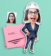 Kişiye Özel Bayan Mühendis Karikatürlü Ahşap Magnet
