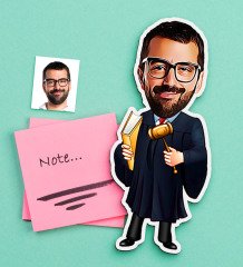 Kişiye Özel Bay Hakim Karikatürlü Ahşap Magnet