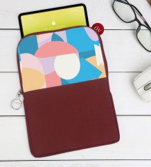 BK Gift Modern Art Tasarımlı Taşınabilir Koruyucu Tablet Kılıfı & Organizer Çanta - Bordo-1