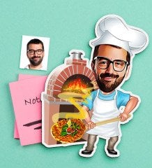 Kişiye Özel Bay Kebapçı Ustası Karikatürlü Ahşap Magnet