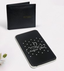 Kişiye Özel İsimli Siyah Cüzdan ve 5.000 Mah Powerbank Hediye Seti-4
