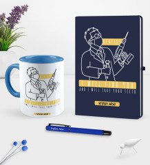 Kişiye Özel Diş Hekimi Temalı Lacivert Defter Kalem Kupa Seti - 4
