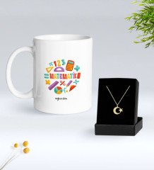 Kişiye Özel Matematik Öğretmeni Kupa Ve Ay Yıldız Kolye Hediye Seti-13