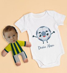 BK Kids Kişiye Özel Fotoğraflı Bebek Yastık ve Bebek Body Zıbın Hediye Seti - Model 2.1