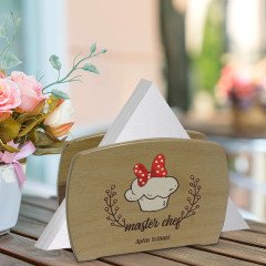 Kişiye Özel Master Chef Tasarımlı Lüks Ahşap Peçetelik-13