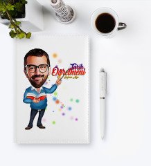 Kişiye Özel Bay Öğretmen Karikatürlü 2023 Deri Ajanda & Kalem Hediye Seti - 1