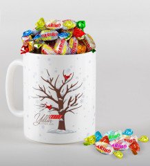 Kişiye Özel Yılbaşı Mutlu Yıllar Beyaz Kupa ve Haribo Şeker Hediye Seti-25