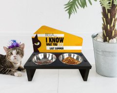 Evcil Dostunuza Özel Çelik Kaseli Ahşap Kedi Mama ve Su Kabı-11